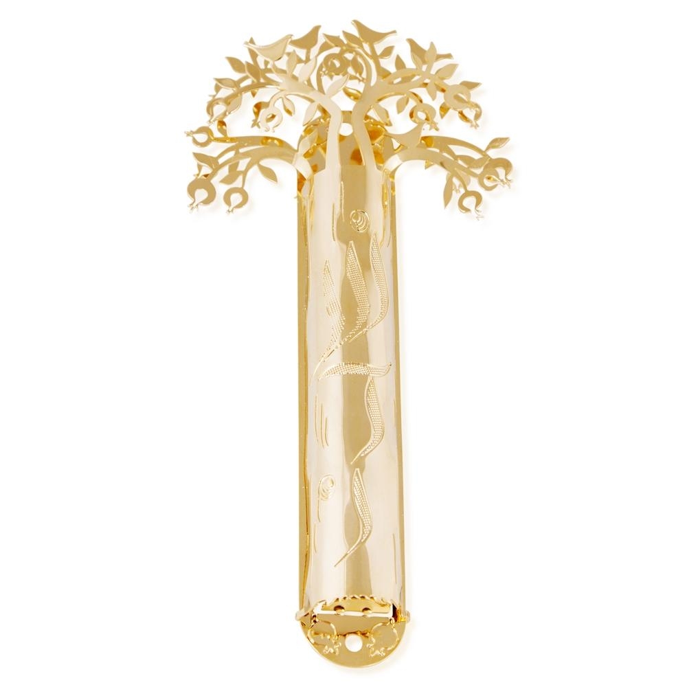 Yealat Chen 24K Gold Plated Mezuzah Case - Tree of Life - 1