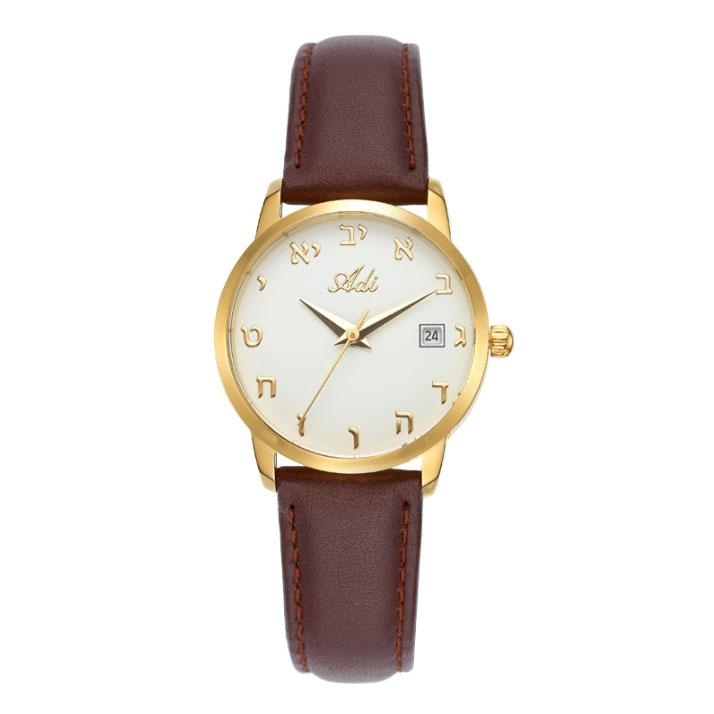Adi Gold-Plated Hebrew Letters Lady's Watch - 1
