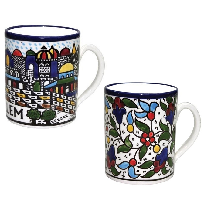 2 Hand-painted Armenian Ceramic Coffee Mugs - 1