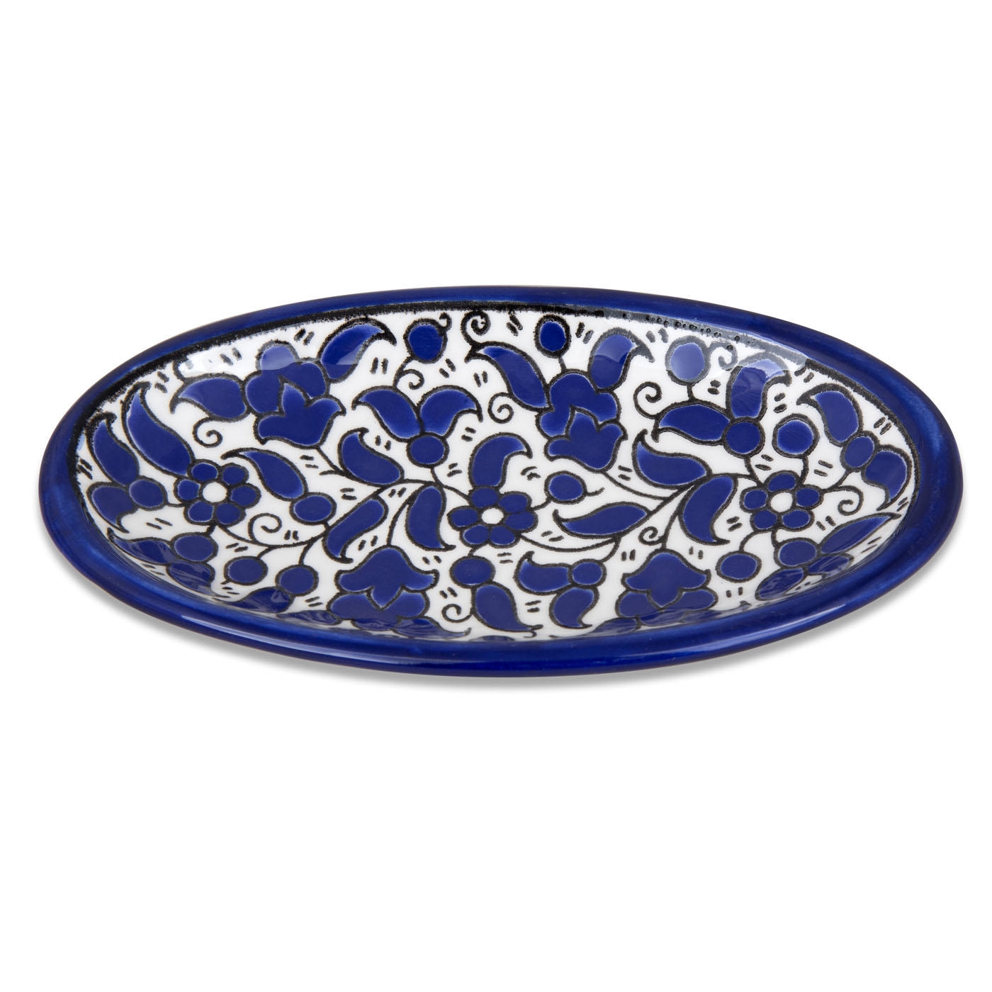Armenian Ceramics Serving Tray - Blue Flowers - 1