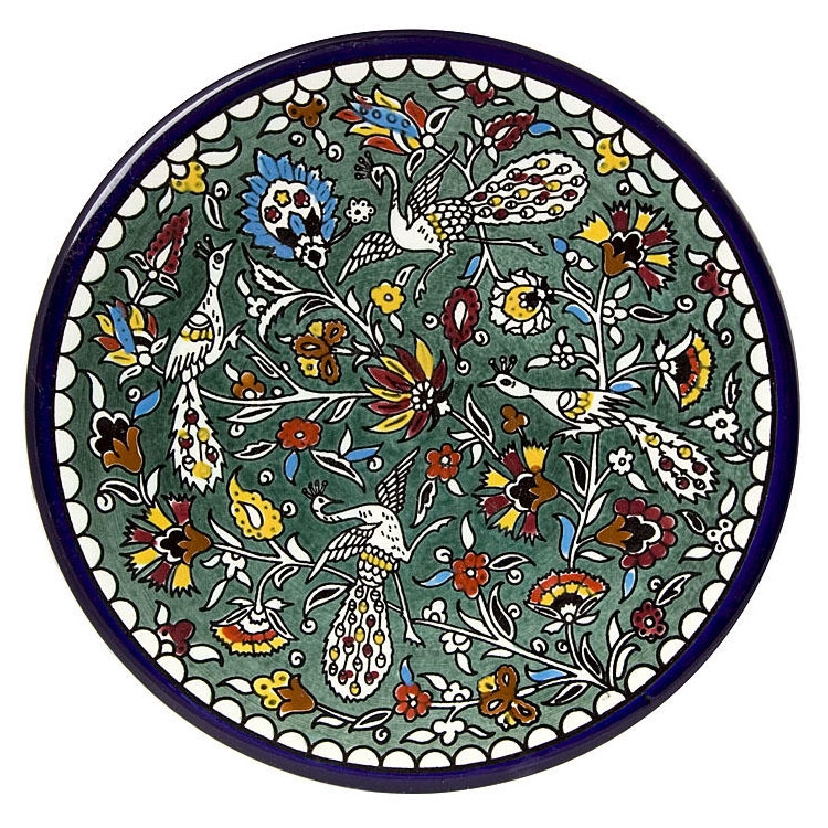  4-Peacock Plate (Green). Armenian Ceramic - 1