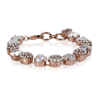 24K Rose Gold-Plated Mother of Pearl Bracelet with Crystals - 1