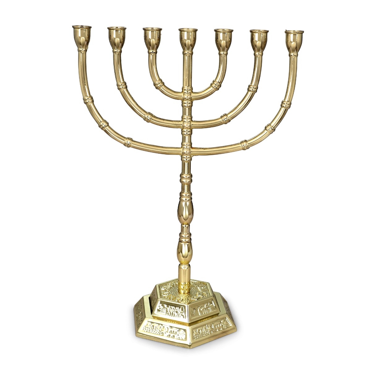Traditional Ornate 7-Branched Menorah (Variety of Colors) - 1