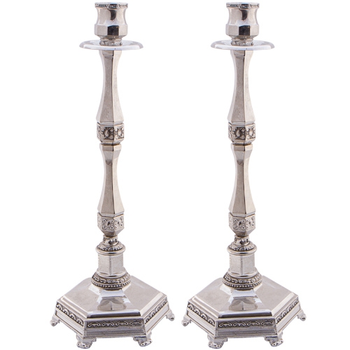 Deluxe Large Nickel Plated Candlesticks - 1