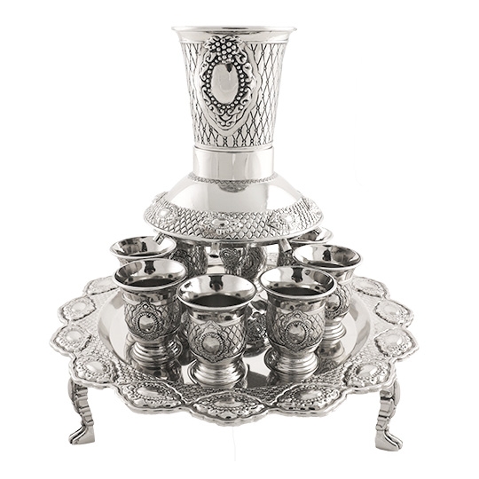 Silver Plated Wine Fountain (8 Cups) Medium - Pearl - 1