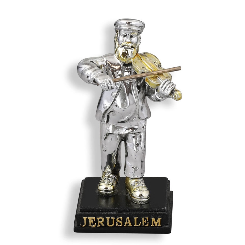 Jewish Violinist Silver-Plated Miniature - 1