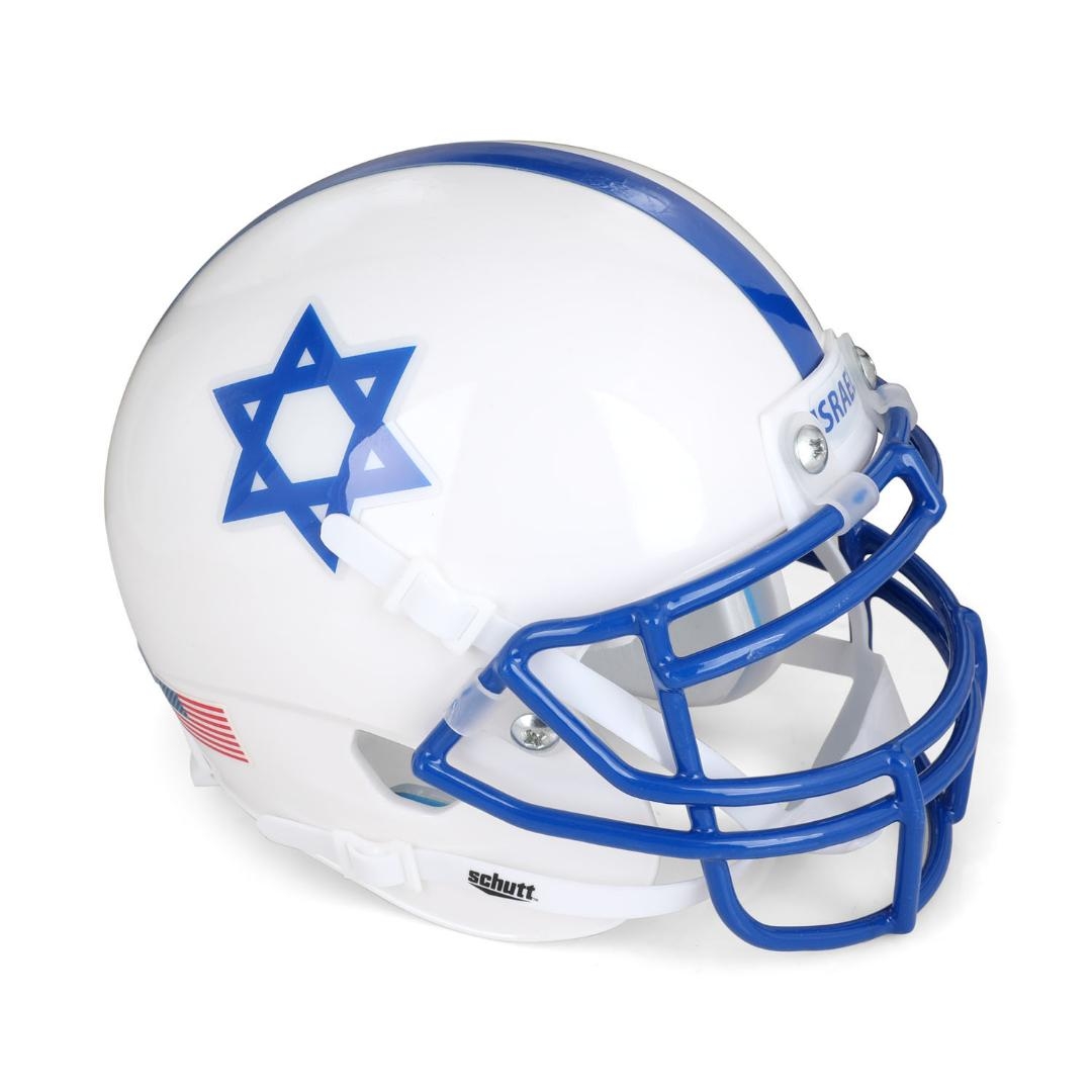 Authentic Mini Football Helmet from Schutt Sports with Israeli Flag Design - 1
