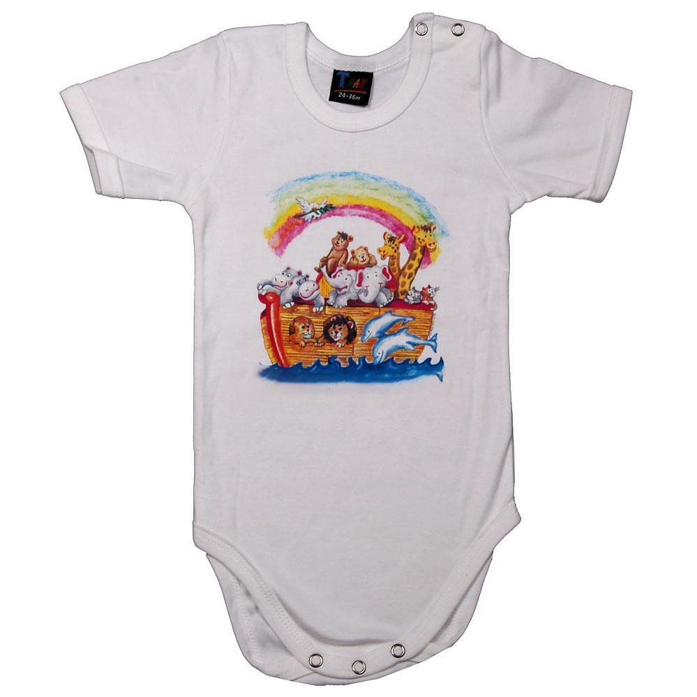  Baby T-Shirt Onesie. Noah's Ark. White - 1