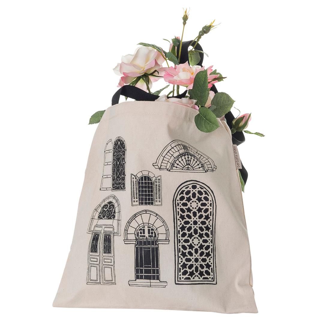 Barbara Shaw Jerusalem Windows Tote Bag (Choice of Black or White) - 1