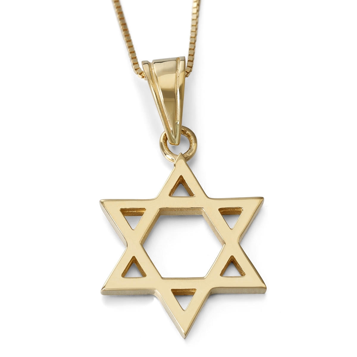 14K Gold Classic Thick Cut Star of David Pendant Necklace (Choice of Colors) - 1