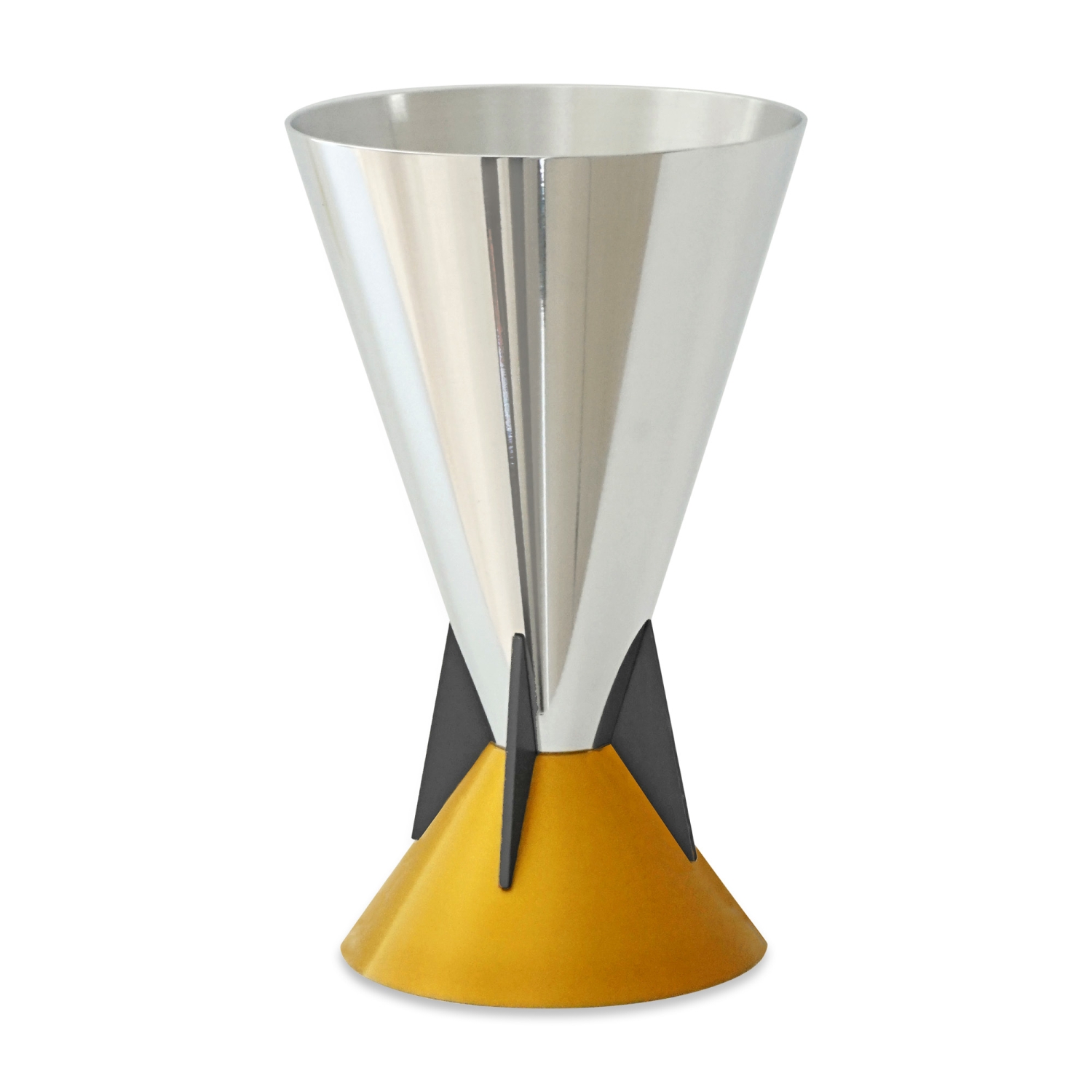 Caesarea Arts Wings Collection Kiddush Cup – Gray and Yellow - 1