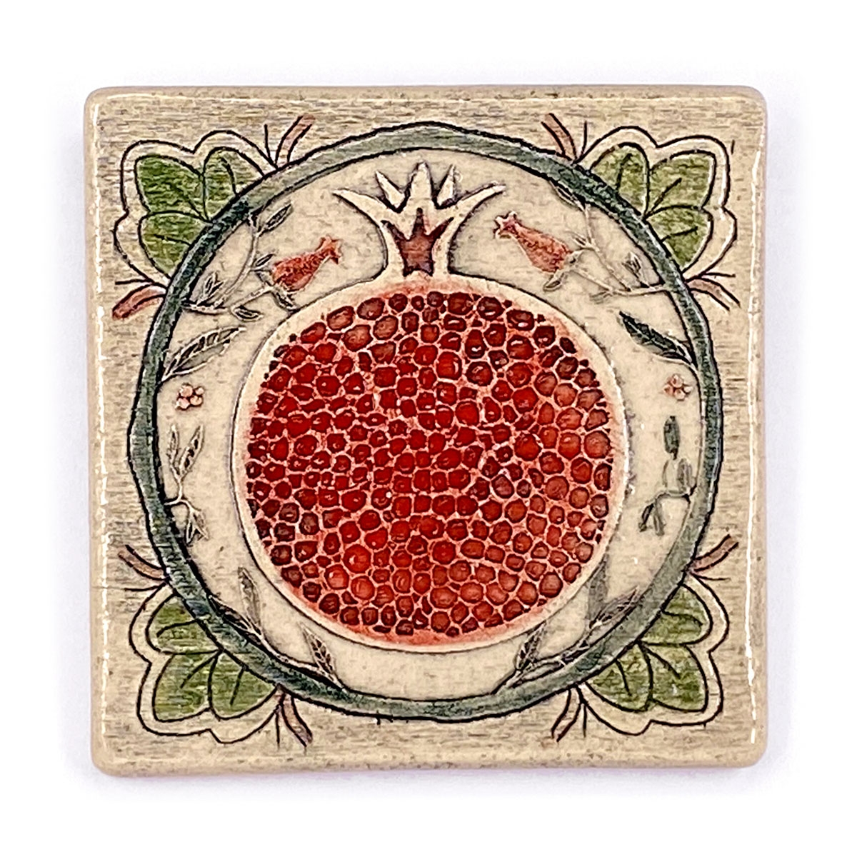 Art in Clay Handmade Pomegranate Ceramic Plaque Wall Hanging - 1
