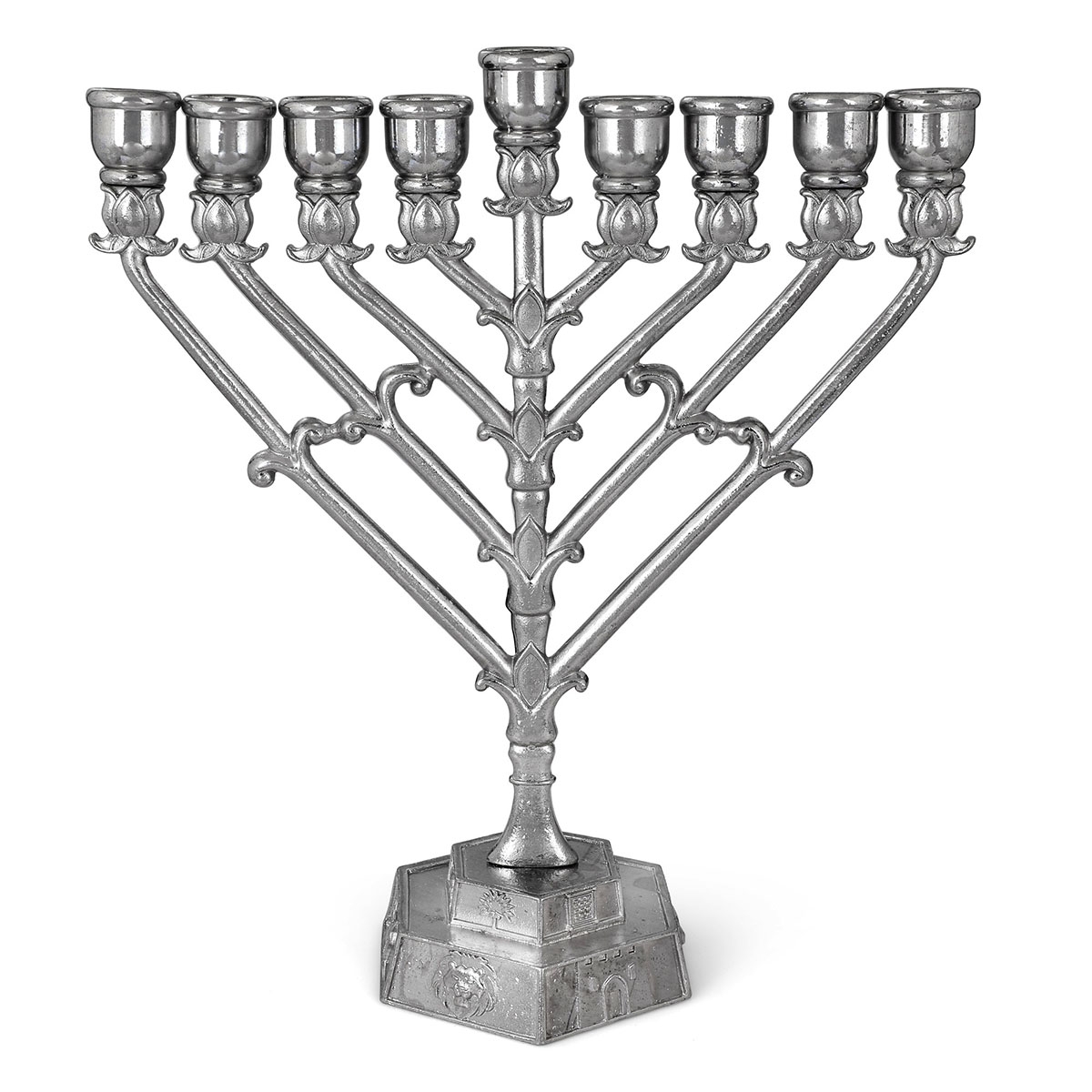 Refined Habad Hanukkah Menorah With 12 Tribes Design - 1