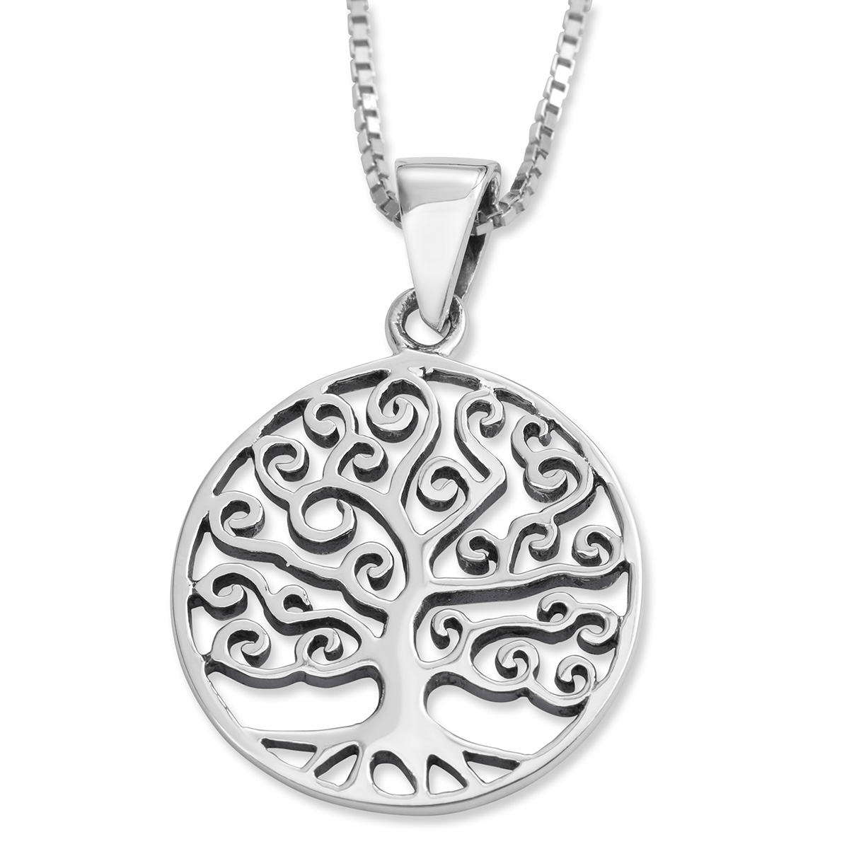 Sterling Silver Women's Ornate Tree of Life Necklace - 1