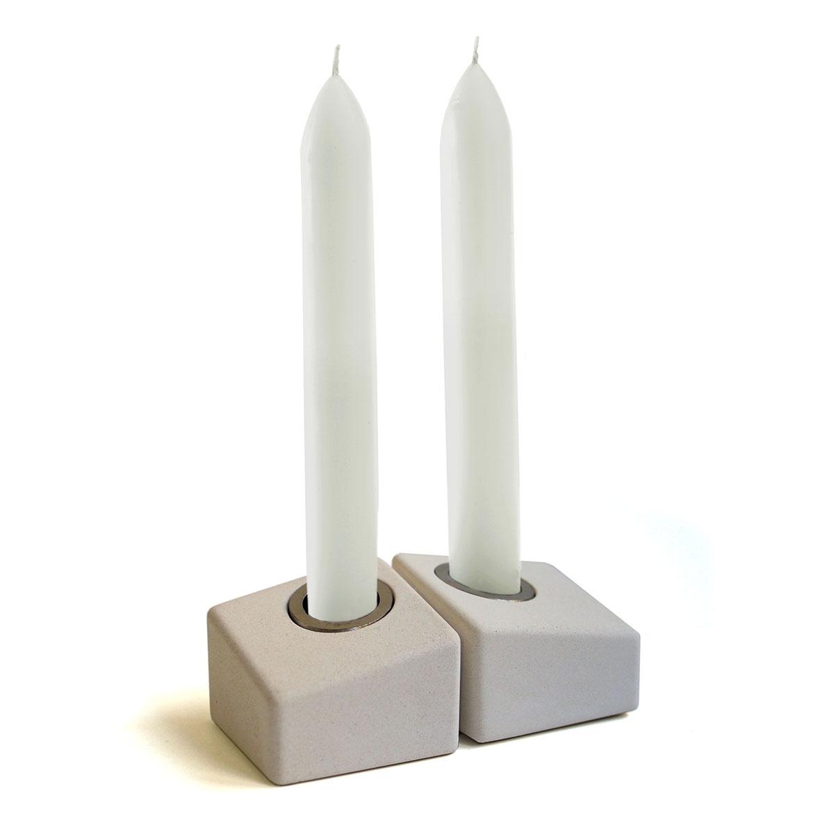 CeMMent Design White Concrete Shabbat Candle Holder - 4.5 cm - 1