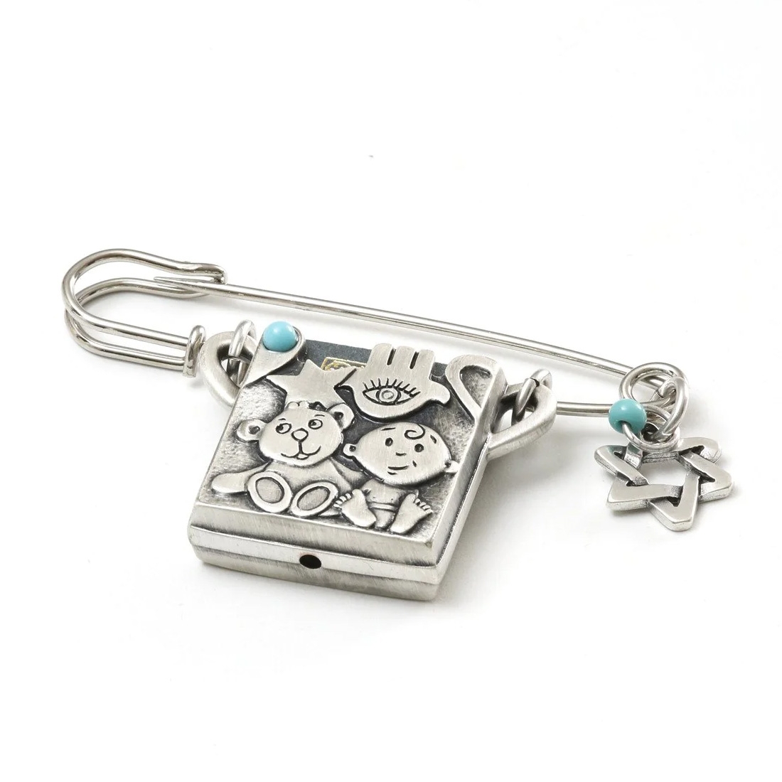 Danon Baby Safety Pin with Star of David and Psalms - 1