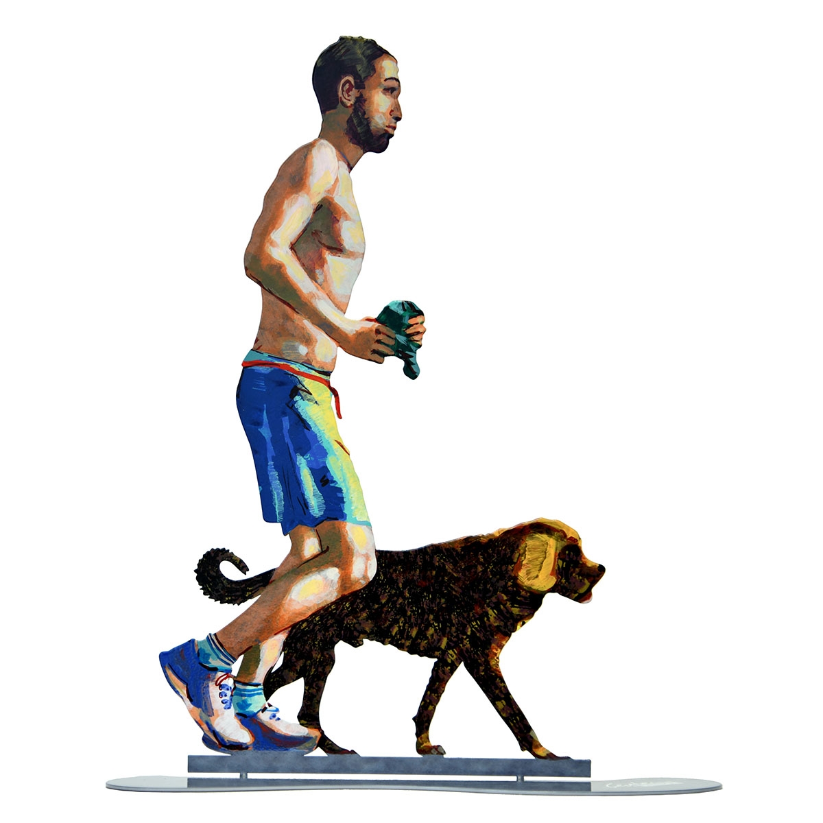 David Gerstein Freestanding Sculpture – Jogger With Dog - 1