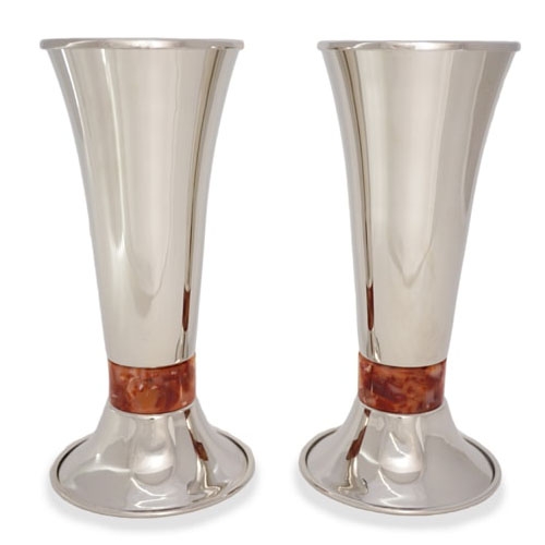 Davidoff Brothers Limited Edition Silver-Plated and Agate Shabbat Candlesticks - 1