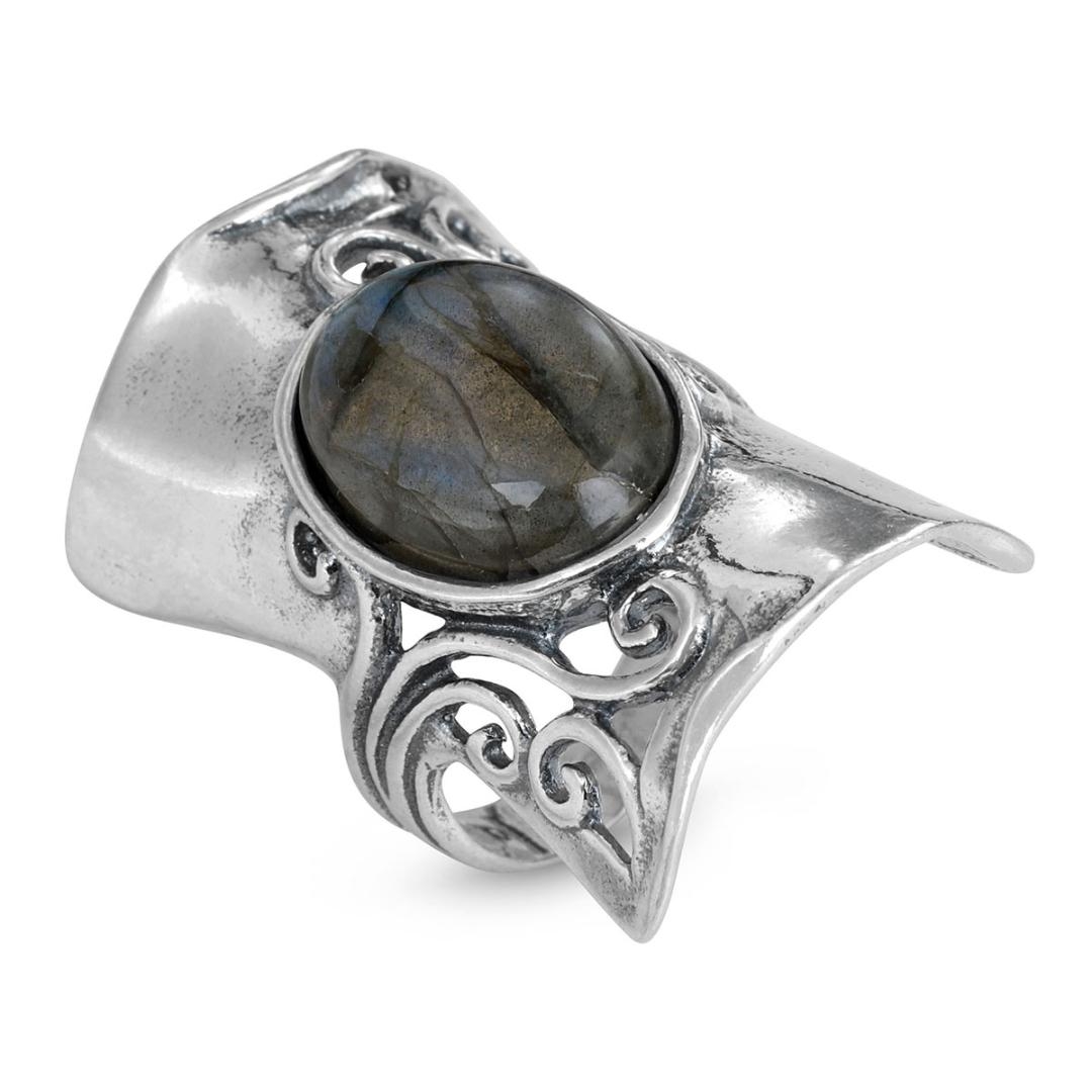 Decorative Sterling Silver Ring with Labradorite Stone - 1