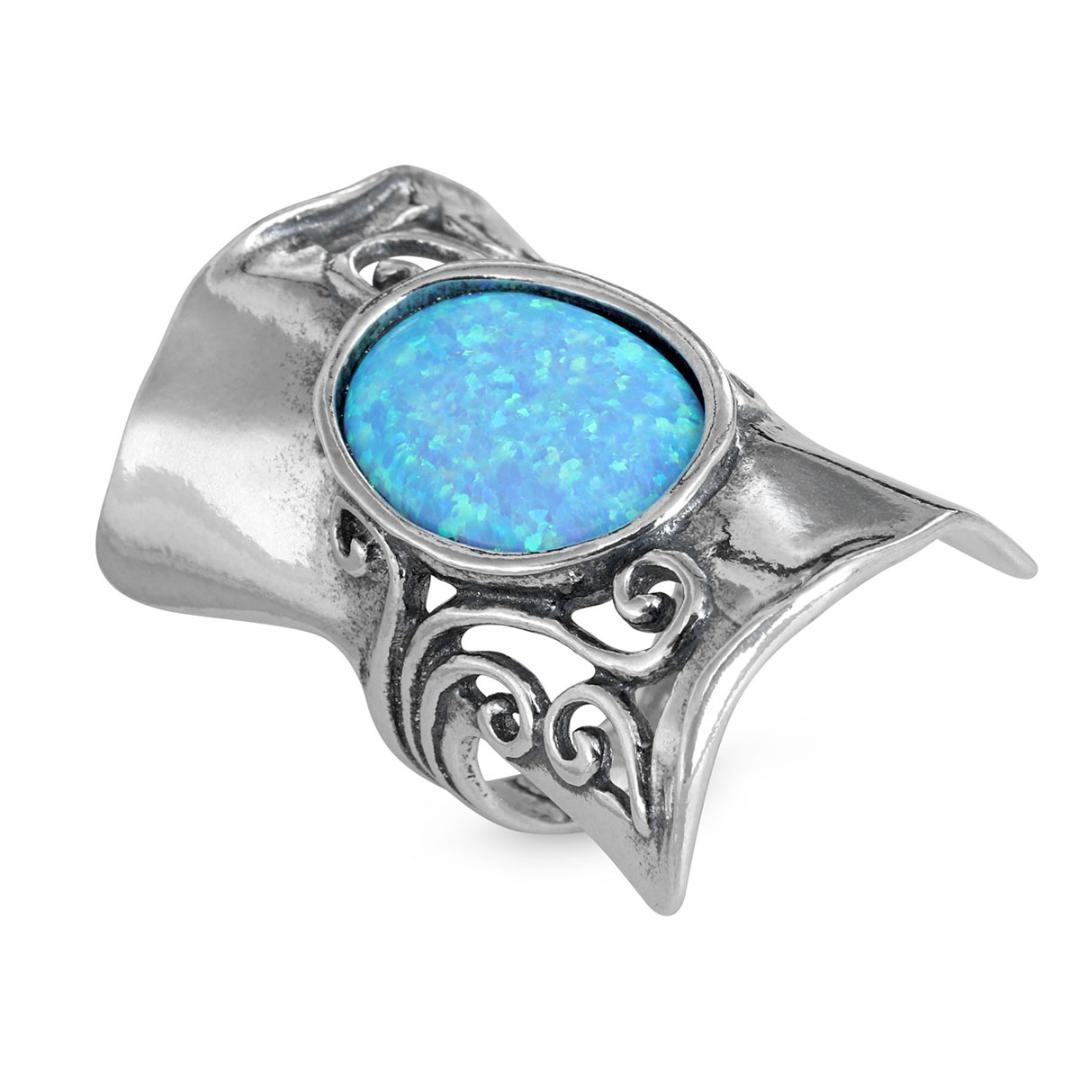 Decorative Sterling Silver Ring with Opal Stone - 1