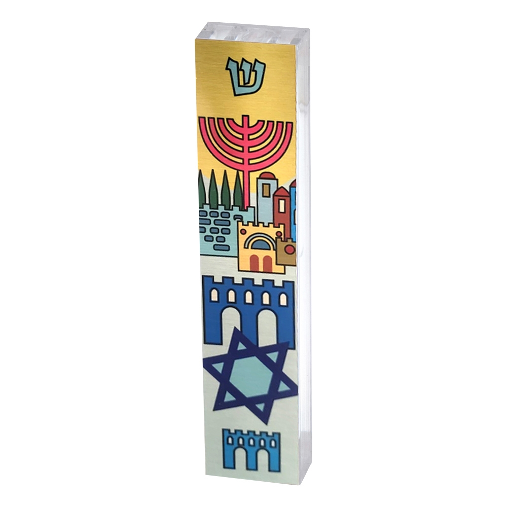 Dorit Acrylic and Aluminum Mezuzah Case - Jewish Symbols - 1