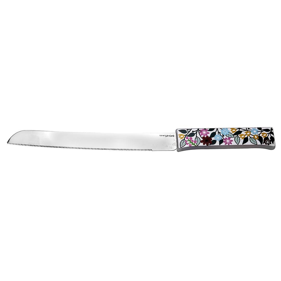 Dorit Judaica Challah Knife – Floral Pattern - 1
