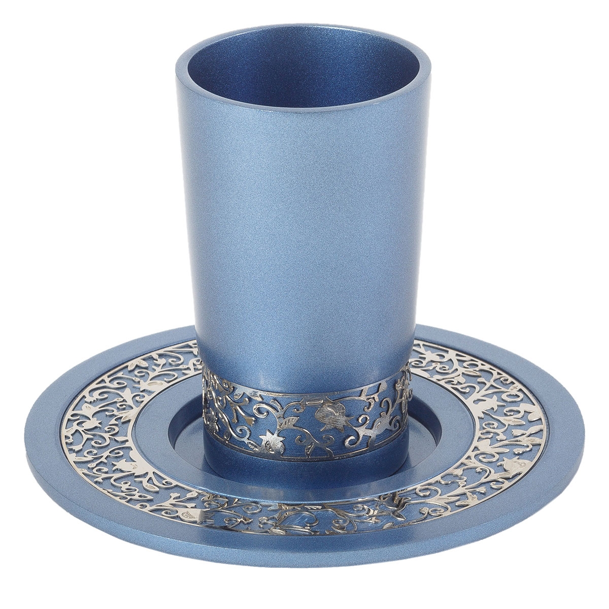 Yair Emanuel Pomegranate Anodized Aluminum Kiddush Cup - Blue  - 1