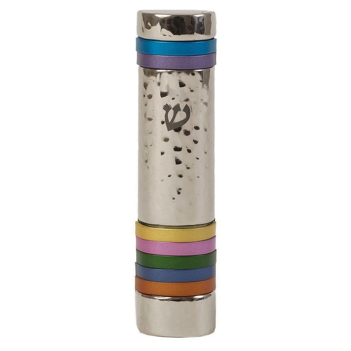 Yair Emanuel Hammered Aluminum Mezuzah Case with Shin (Choice of Colors) - 1