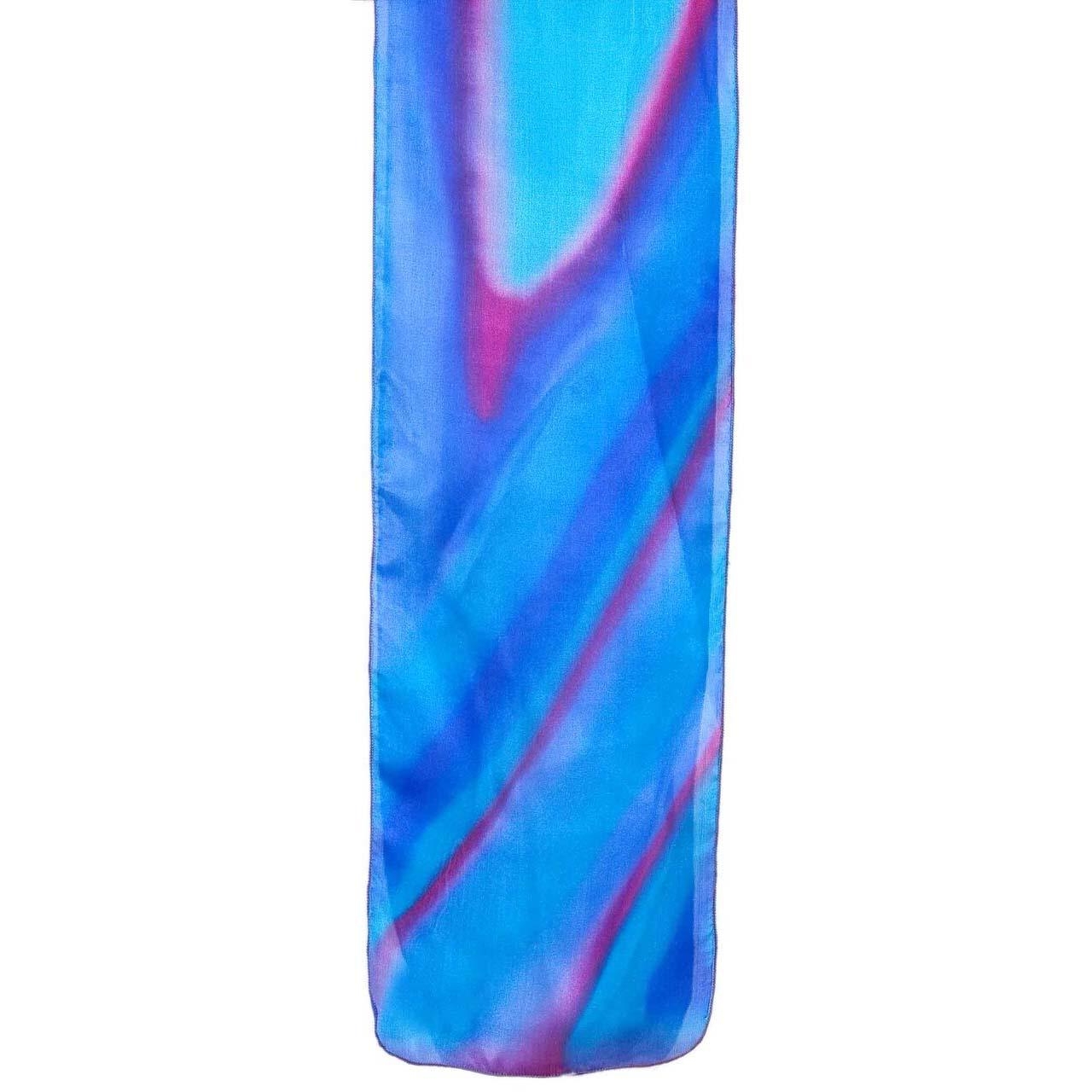 Yair Emanuel Painted Silk Scarf - Blue and Pink - 1