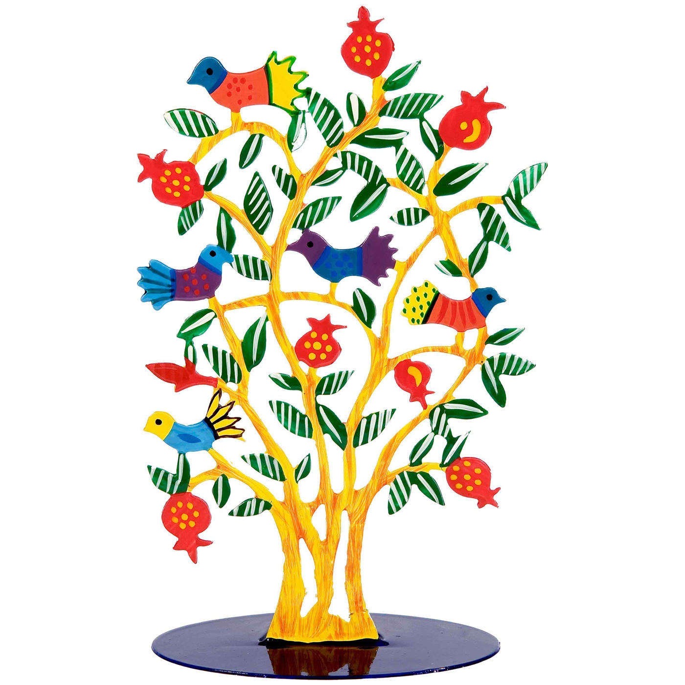 Yair Emanuel Laser-Cut Pomegranate Tree with Birds - Yellow - 1