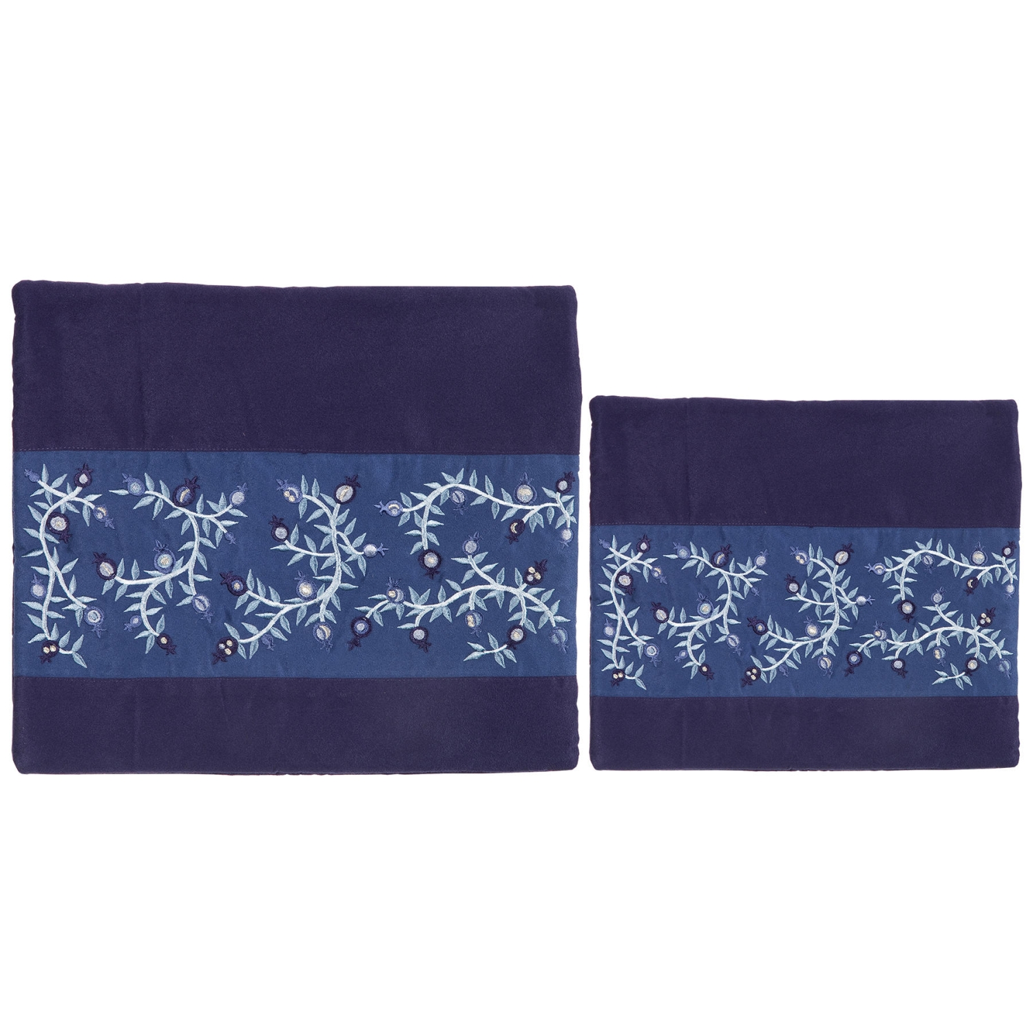 Yair Emanuel Embroidered Tallit and Tefillin Bag Set - Blue Pomegranates - 1