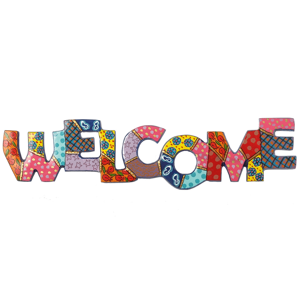 Yair Emanuel Patterned English Welcome Sign - Multicolored - 1