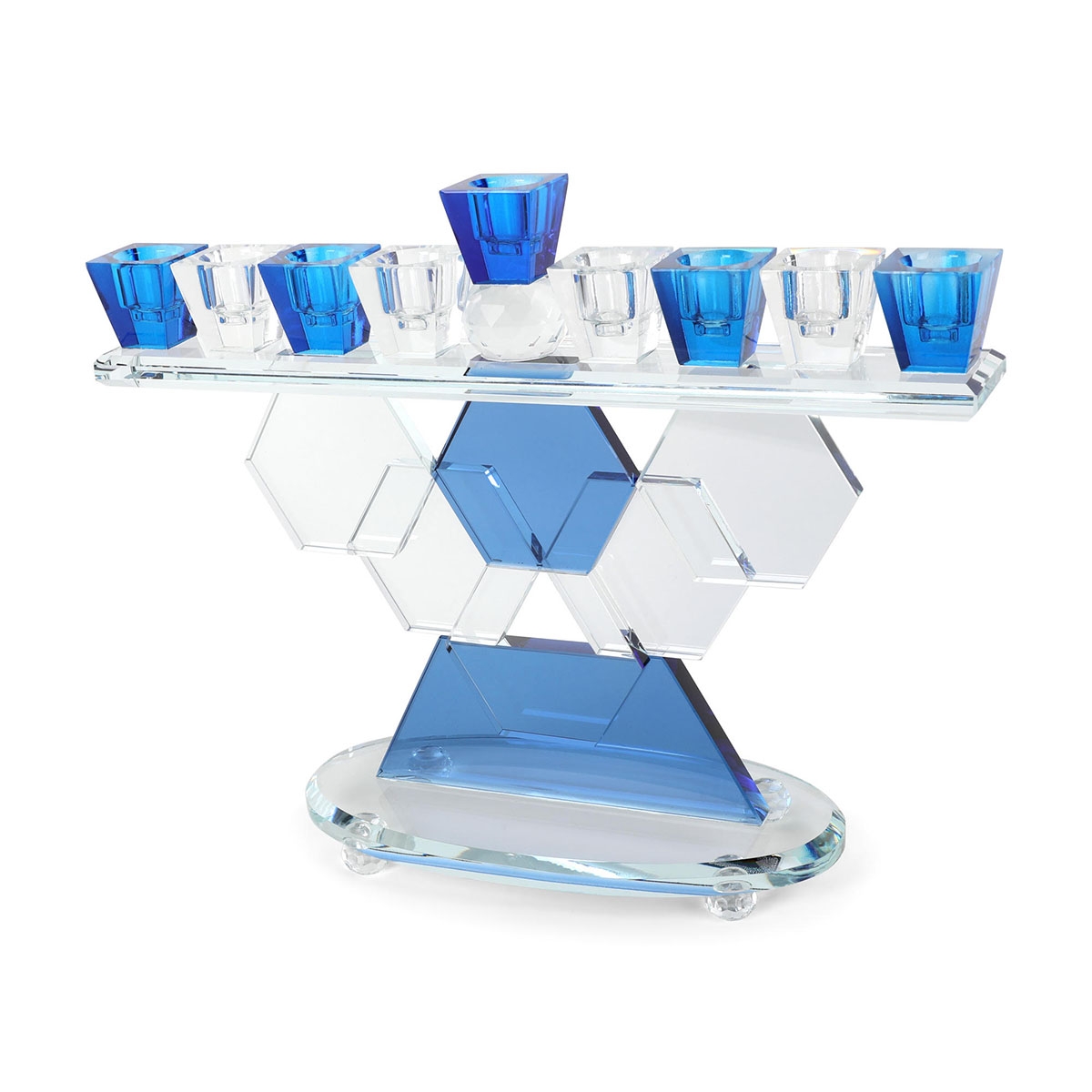 Elegant Blue & White Crystal Hanukkah Menorah - 1