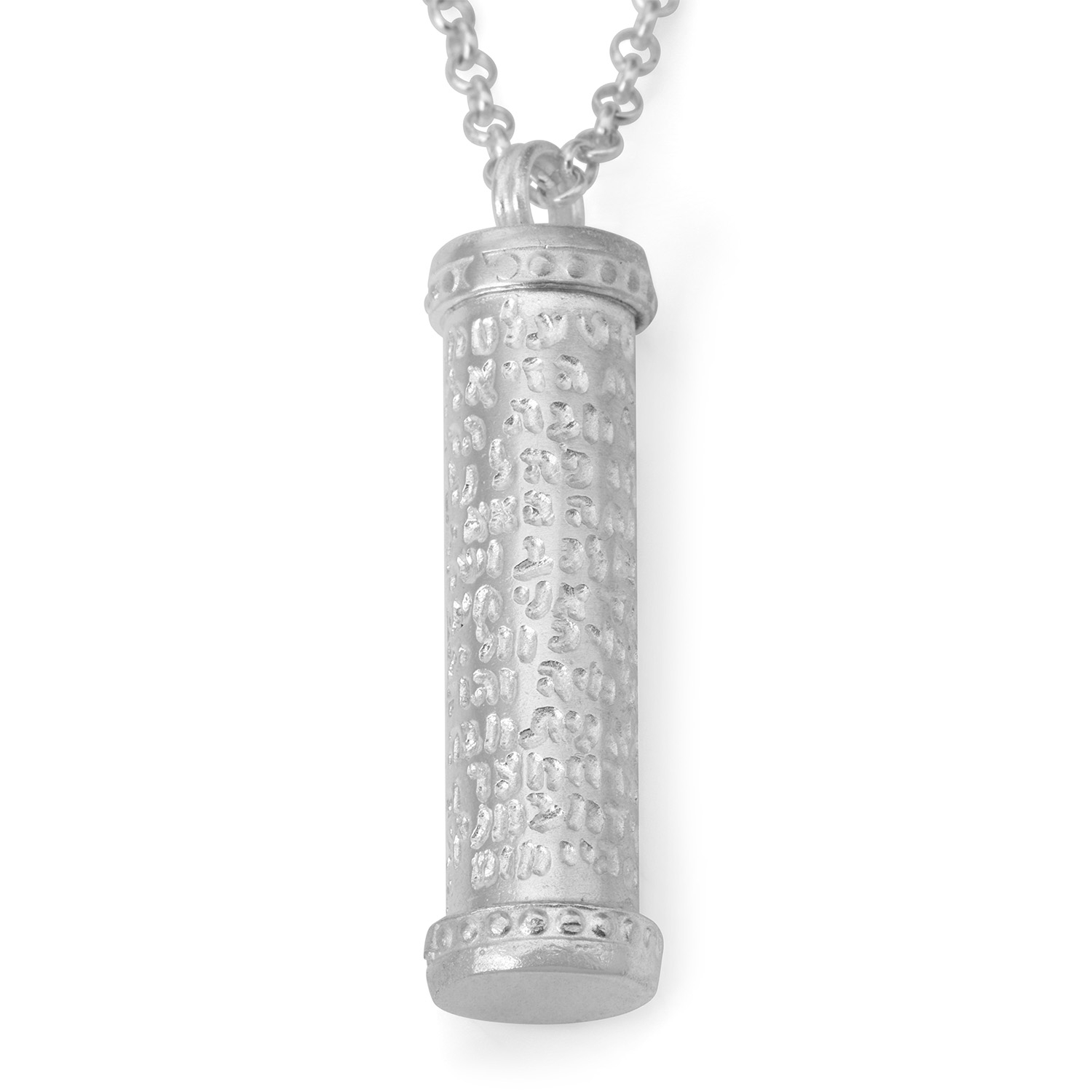 72 Holy Names: Sterling Silver Mezuzah Pendant Necklace - 1