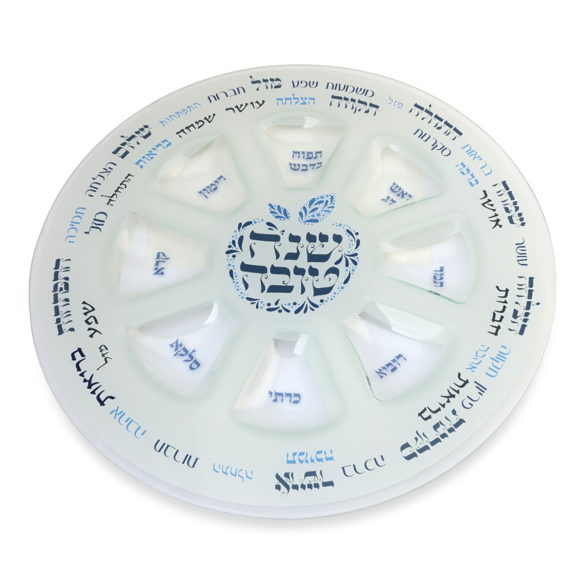 Glass Rosh Hashanah Seder Plate - Blessings - 1