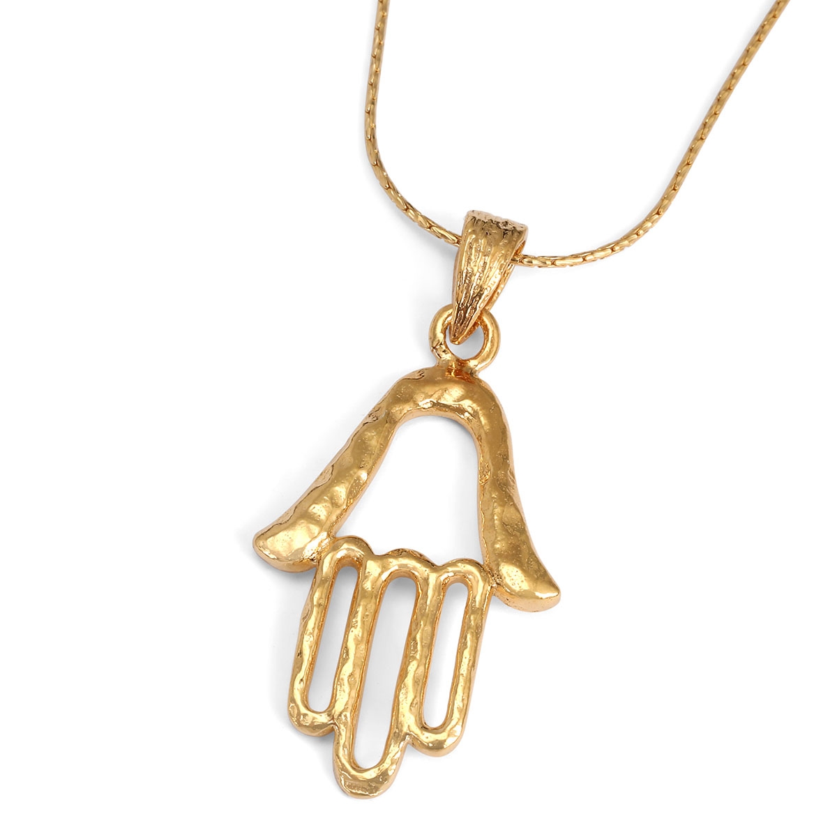 Chic Gold-Plated Hamsa Necklace - 1
