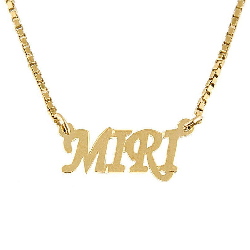  14K Yellow Gold Double Thickness Name Necklace in English - Script Style (Capitals) - 1