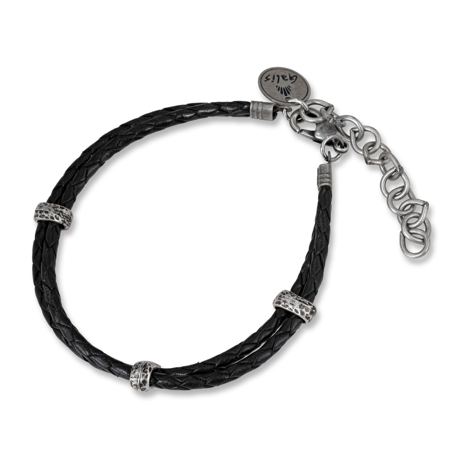 Galis Jewelry Double Strand Black Leather Men’s Bracelet - 1