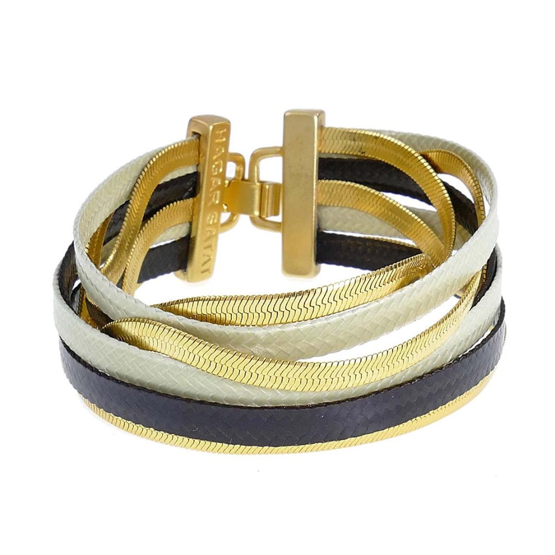 Hagar Satat Gold Plated Colorful Apollo Bracelet (Brown) - 1