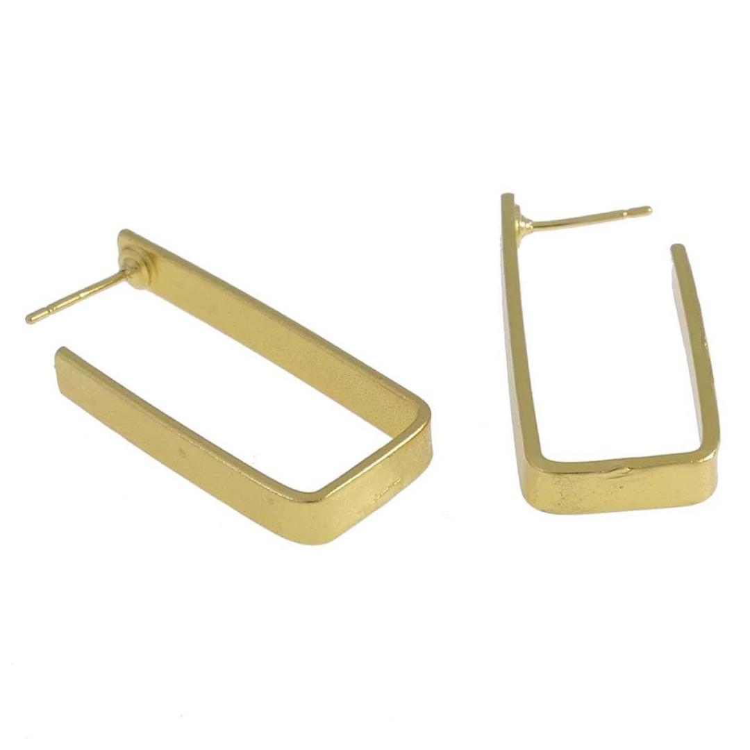 Hagar Satat Gold Plated Large Rectangular Earrings - 1