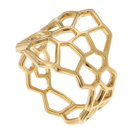 Hagar Satat Gold Plated Netted Ring - 1