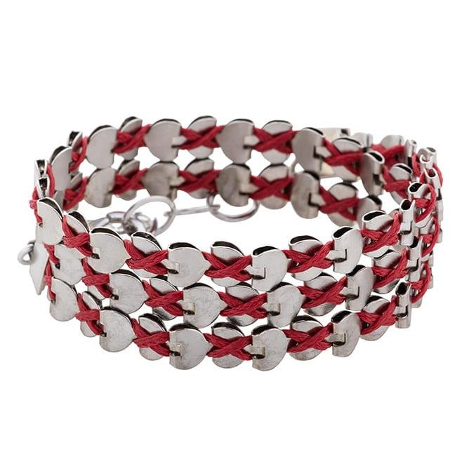 Hagar Satat Silver Wrap Hearts Two-in-One Bracelet/Necklace (Red) - 1