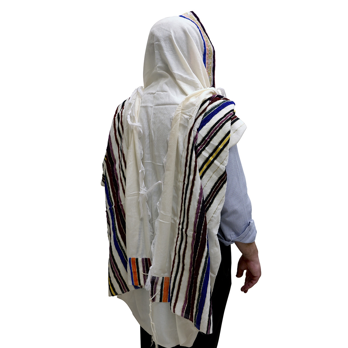 Handwoven Multi-Color Pattern Tallit (Prayer Shawl) Set from Rikmat Elimelech - Non-Slip - 1