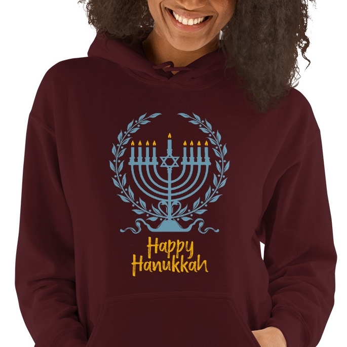 Happy Hanukkah Classic Menorah Unisex Hoodie - 1