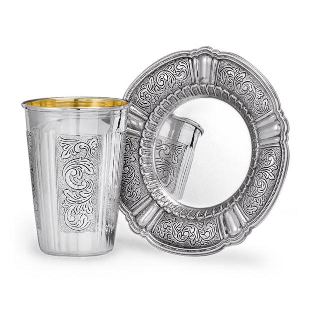Hazorfim 925 Sterling Silver Kiddush Cup Set - Arco - 1