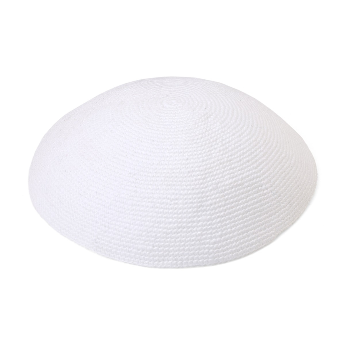 High-Quality Knitted Solid White Kippah - 1