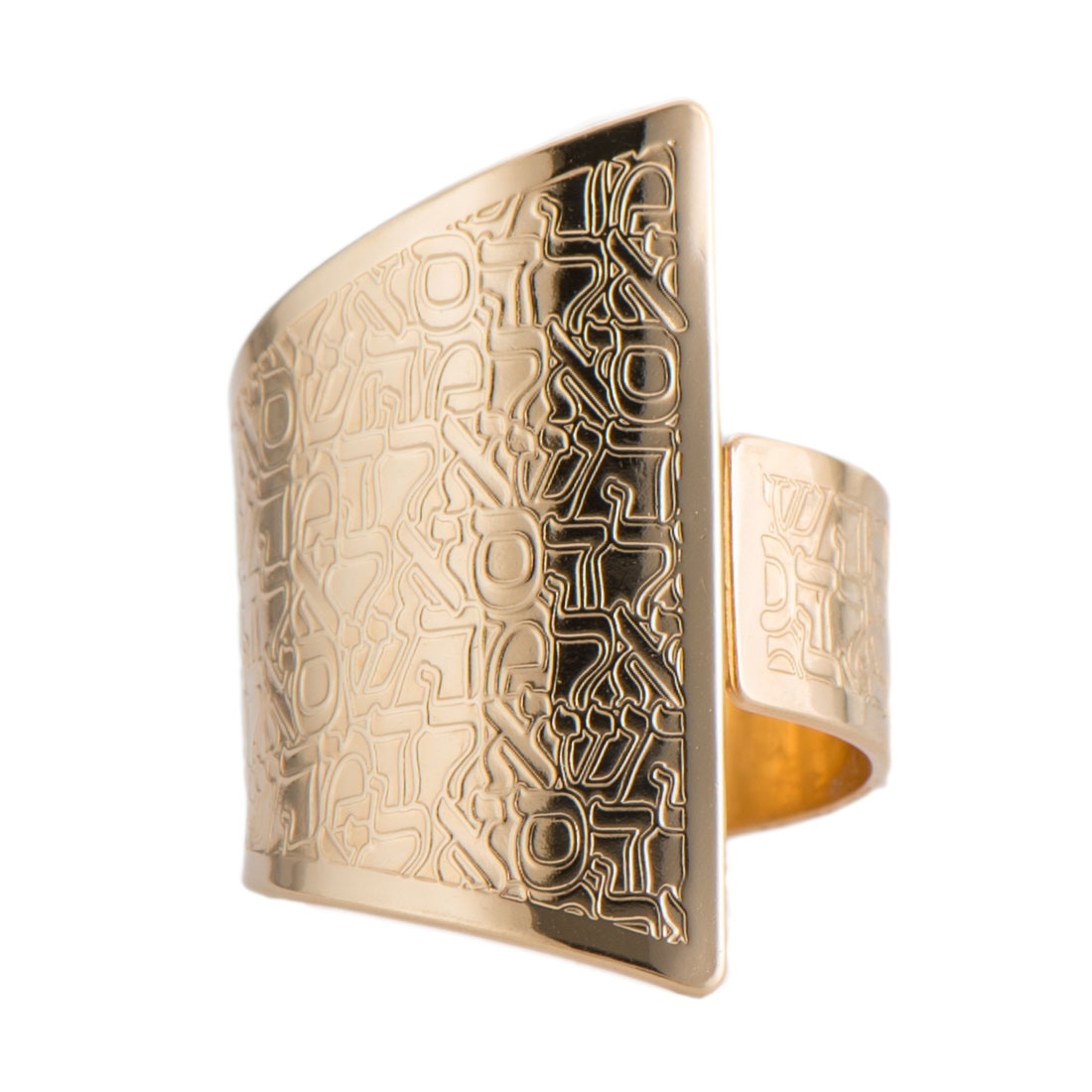 18K Gold-Plated Adjustable Kabbalah Ring – Three Names of God - 1