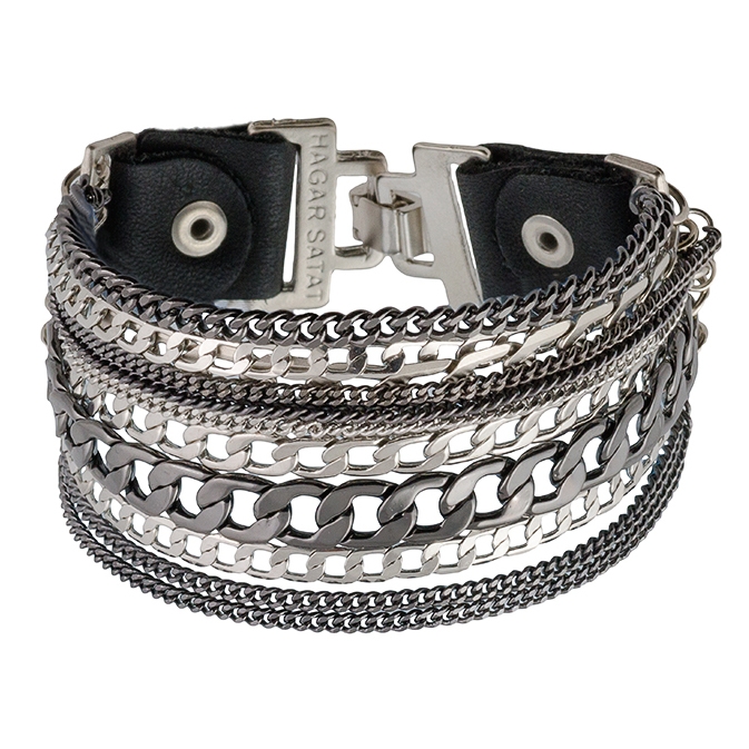 Hagar Satat Silver Plated Rock and Roll Chain Bracelet - 1