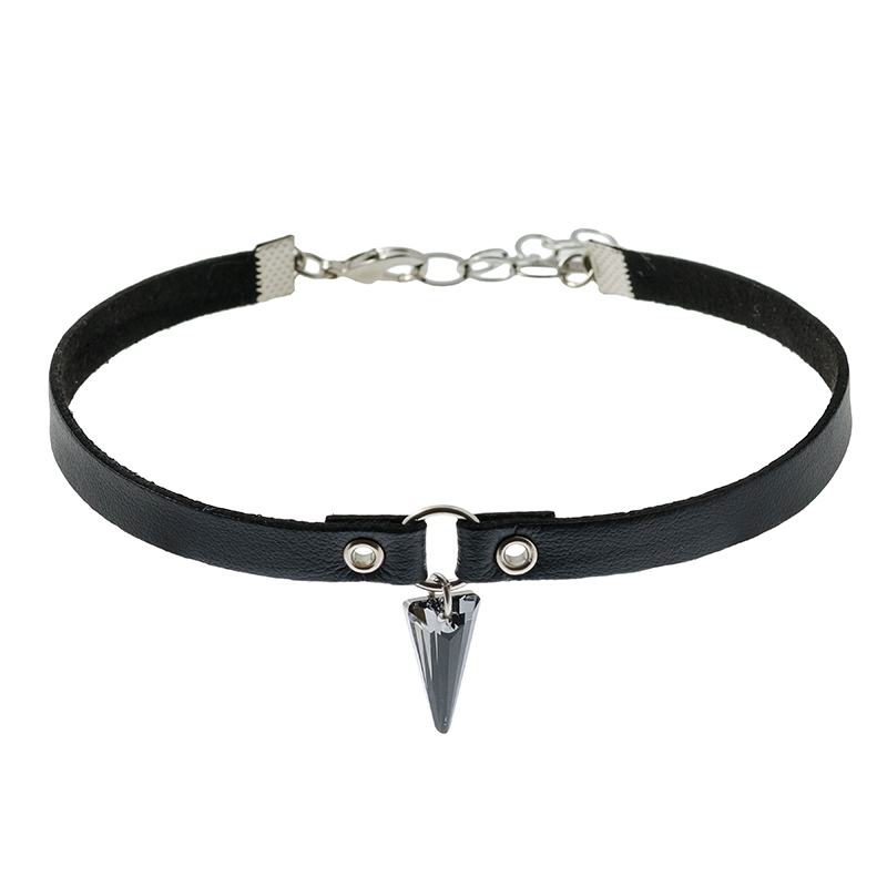 Hagar Satat Vegan Line Silver Colored Black Crystal Arrow Collar - 1