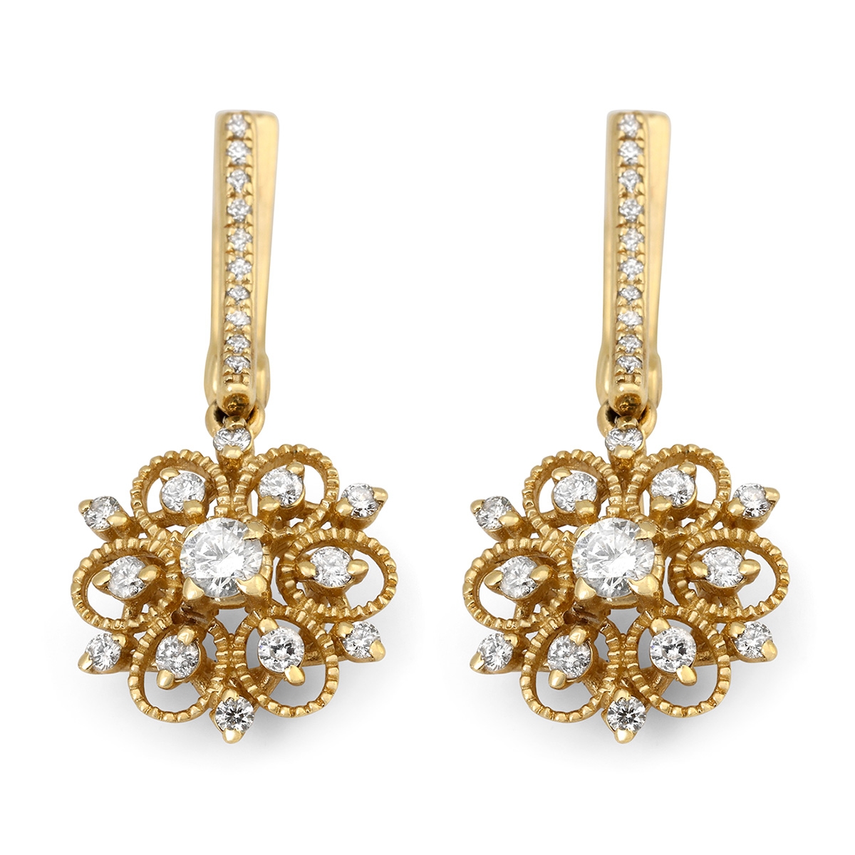 Anbinder 14K Yellow Gold Delicate Flower Earrings - 1